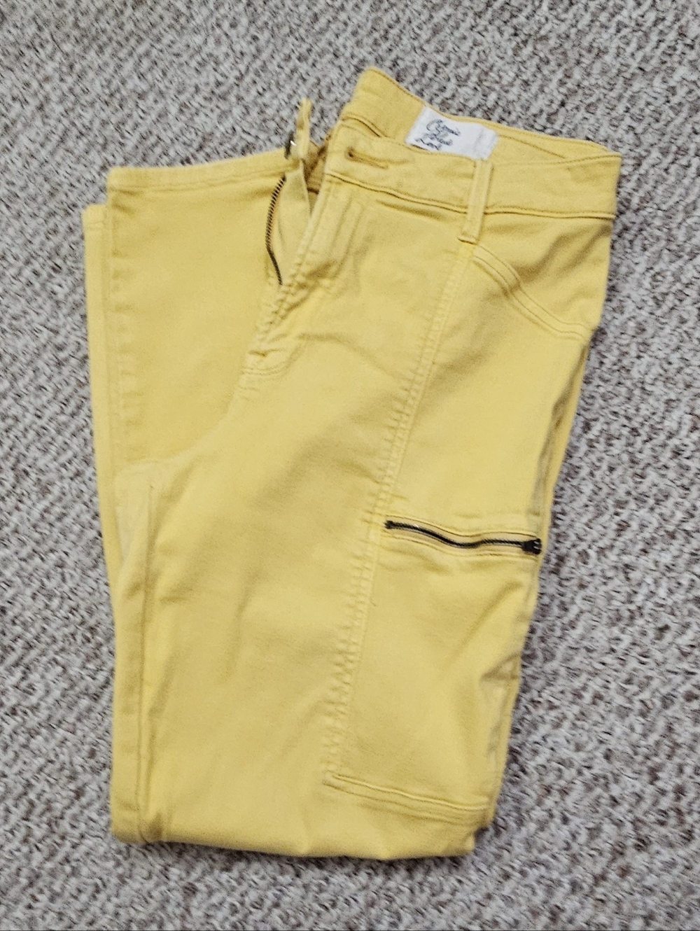 Women's Yellow Cargo Pants with Zip Pocket